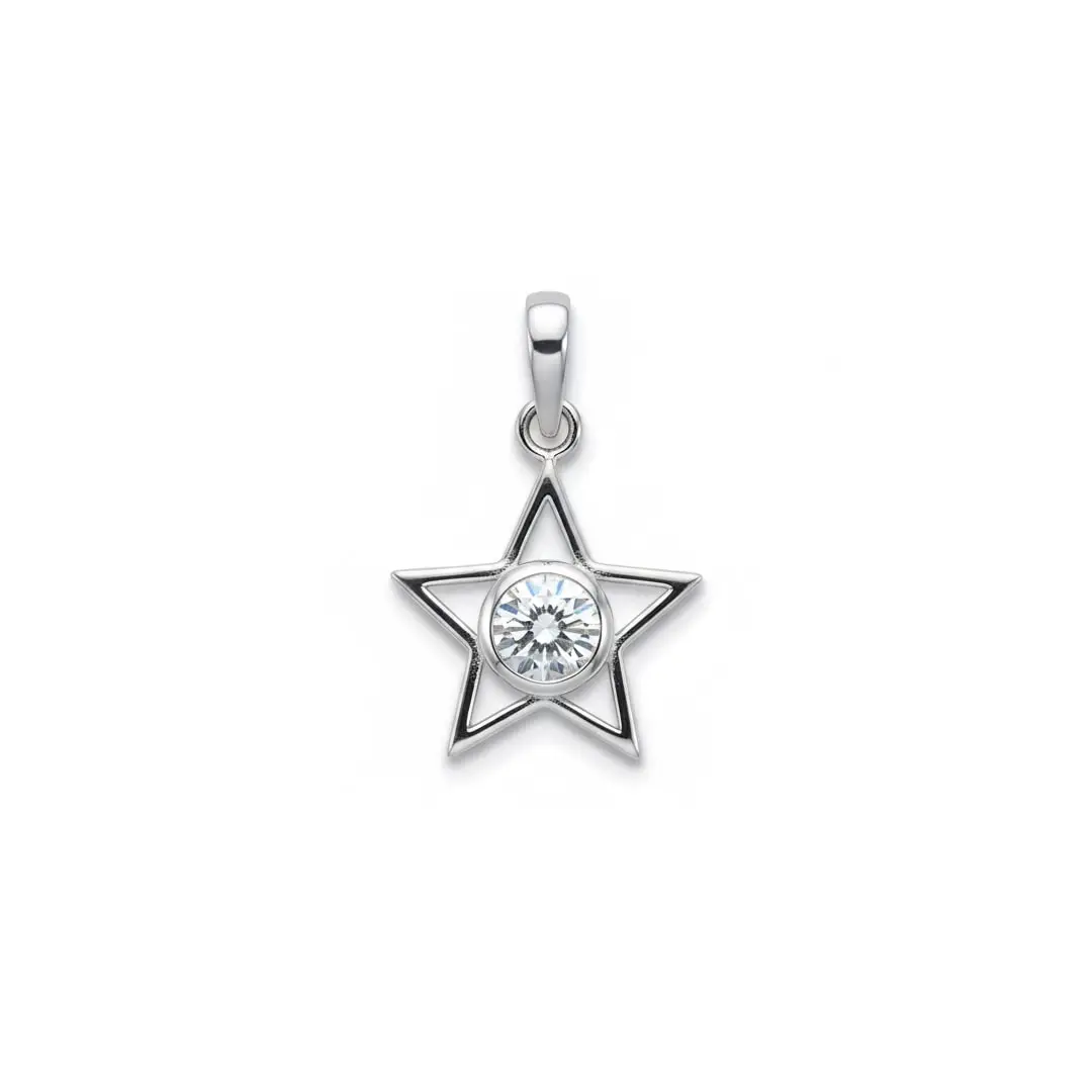 pendant cubic zirconia 11a Star shaped silver pendant with cubic zirconia