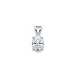 silver pendant single piece 6x8mm oval cubic zirconia