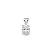silver pendant single piece 6x8mm oval cubic zirconia