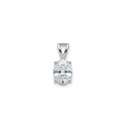silver pendant single piece 6x8mm oval cubic zirconia