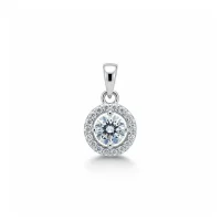round shaped 6mm cluster silver pendant with cubic zirconia