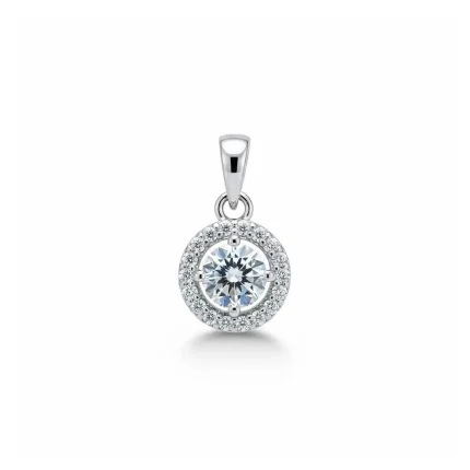 round shaped 6mm cluster silver pendant with cubic zirconia