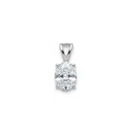 silver pendant single piece 7x9mm oval cubic zirconia
