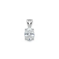 silver pendant single piece 7x9mm oval cubic zirconia