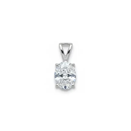 silver pendant single piece 7x9mm oval cubic zirconia
