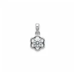 flower shaped silver pendant with cubic zirconia
