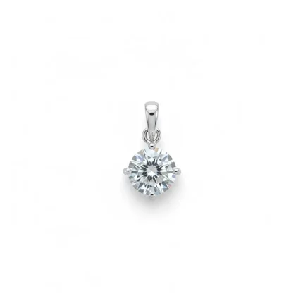 single piece 8mm silver pendant cubic zirconia