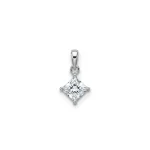 single piece 6mm square silver pendant cubic zirconia