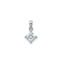 single piece 6mm square silver pendant cubic zirconia