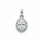 silver pendant cluster with 7x9 mm oval cubic zirconia