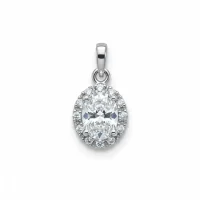 silver pendant cluster with 7x9 mm oval cubic zirconia