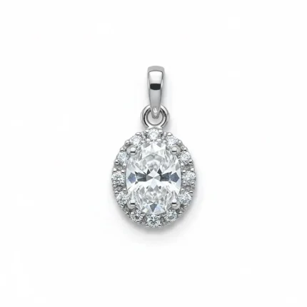 silver pendant cluster with 7x9 mm oval cubic zirconia