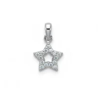 star shaped hollow silver pendant with cubic zirconia