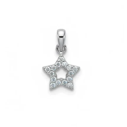 star shaped hollow silver pendant with cubic zirconia