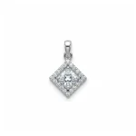 square shaped 5mm cluster silver pendant with cubic zirconia
