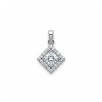 square shaped 5mm cluster silver pendant with cubic zirconia