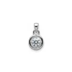 silver pendant with 6mm round single piece cubic zirconia