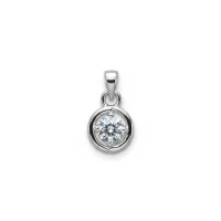 silver pendant with 6mm round single piece cubic zirconia