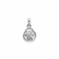 flower shaped seven piece cubic zirconia silver pendant