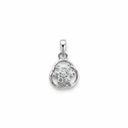 flower shaped seven piece cubic zirconia silver pendant