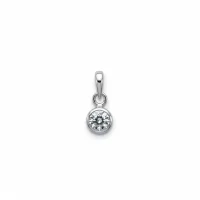silver pendant with 5mm cubic zirconia in band setting
