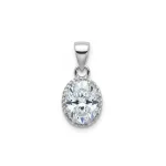 silver pendant with 7x9mm oval cubic zirconia in tar setting