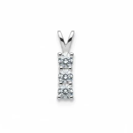 silver pendant with three piece 4mm round cubic zirconia