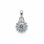 Silver pendant with 5mm round cubic zirconia in cluster gidha setting