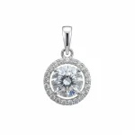 silver pendant cluster 8mm round cubic zirconia