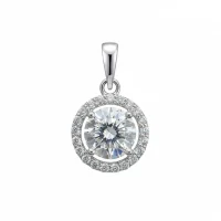 silver pendant cluster 8mm round cubic zirconia