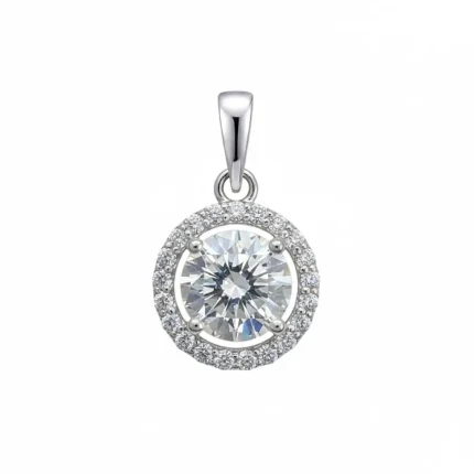silver pendant cluster 8mm round cubic zirconia