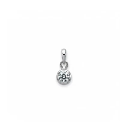 silver pendant with 4mm cubic zirconia in band setting