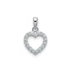 Heart shaped hollow silver pendant with cubic zirconia