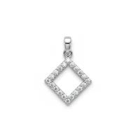 Square shaped hollow silver pendant with cubic zirconia