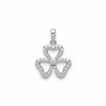 flower shaped silver pendant with 3.5 mm round cubic zirconia