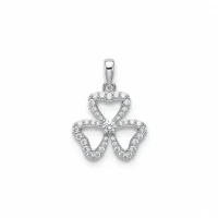 flower shaped silver pendant with 3.5 mm round cubic zirconia