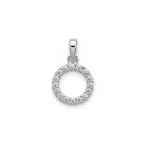 circle shaped hollow silver pendant with cubic zirconia