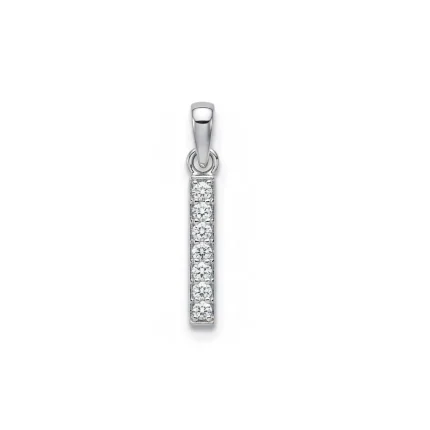 line shaped silver pendant with cubic zirconia