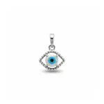 silver pendant eye shaped with 6mm round evil eye