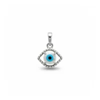 silver pendant eye shaped with 6mm round evil eye