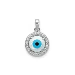 silver pendant with 10mm round shaped cluster evil eye