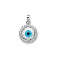 silver pendant with 10mm round shaped cluster evil eye