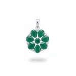 silver pendant flower shaped with green onyx and cubic zirconia