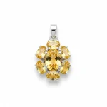 silver pendant with 7x9 mm & 6x4 mm oval citrine