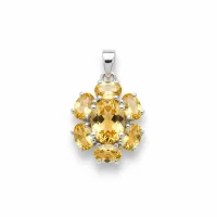 silver pendant with 7x9 mm & 6x4 mm oval citrine