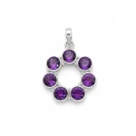 silver pendant round shaped with 6mm round amethyst
