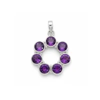 silver pendant round shaped with 6mm round amethyst