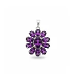 silver pendant flower shaped with amethyst