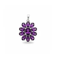 silver pendant flower shaped with amethyst