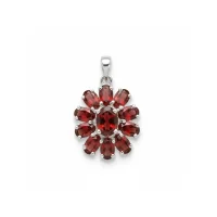 silver pendant flower shaped with garnet